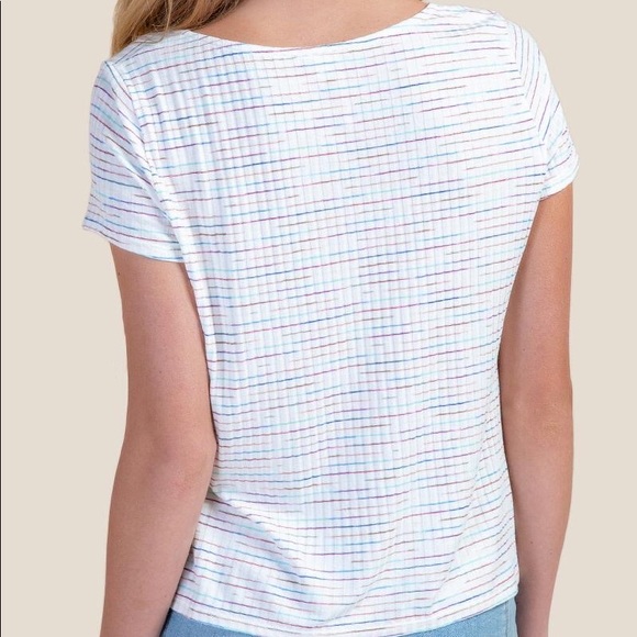 Francesca’s Addison Tie Front Striped Top Medium - Picture 3 of 9